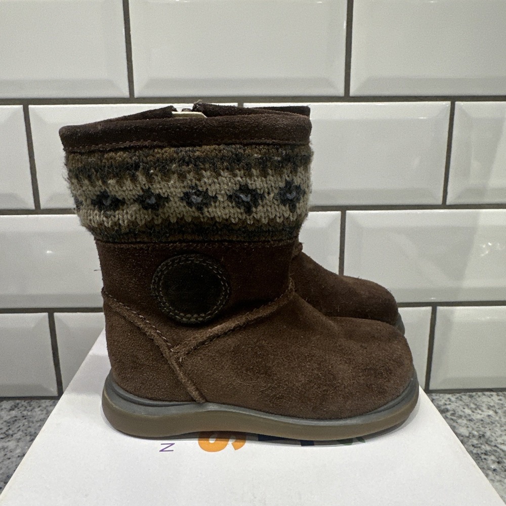Clarks Snugglehug Girls Toddler Mushroom Brown Boots 4.5 Winter Walking Infant